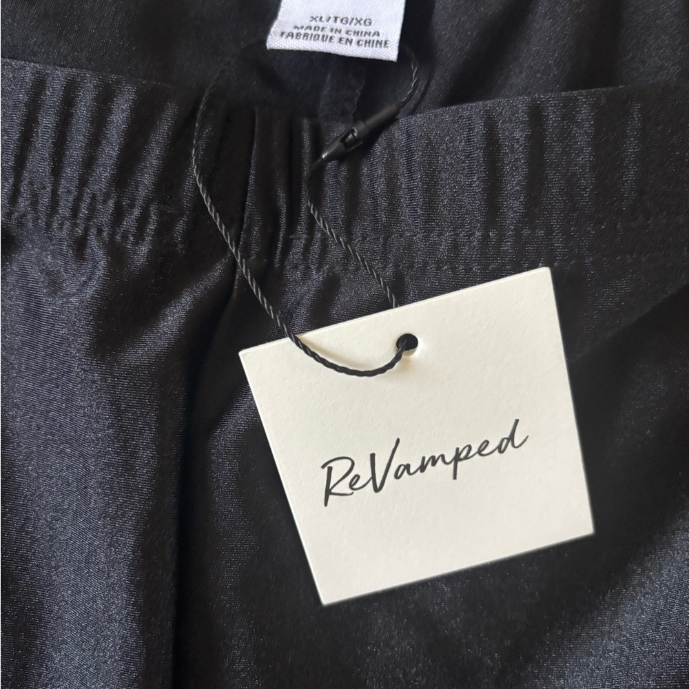 Revamped Black Satin-Effect Skirt with Tag
